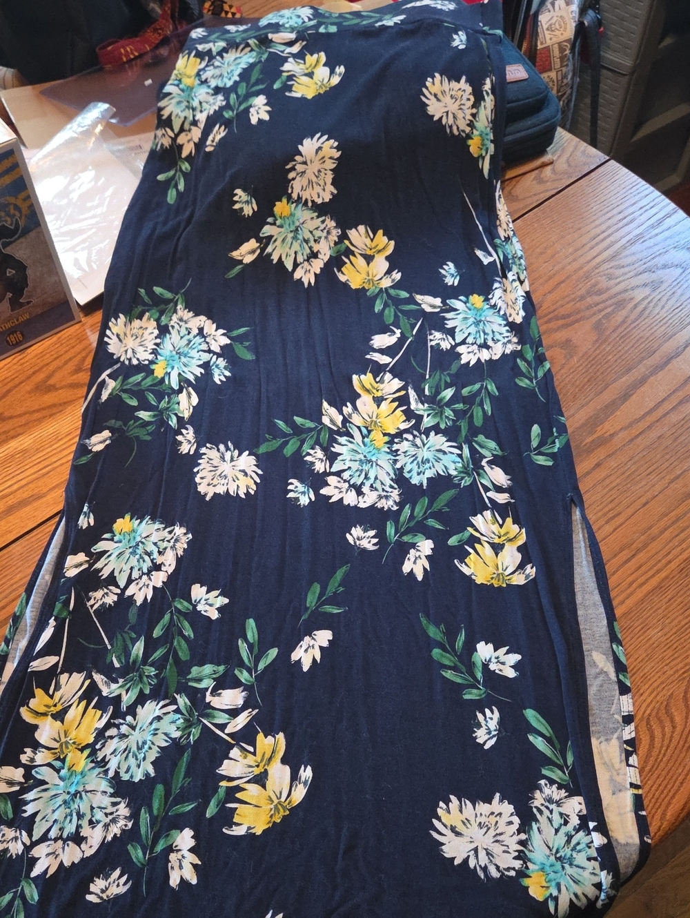 a.n.a Navy Floral Maxi Skirt with Yellow & White Blooms